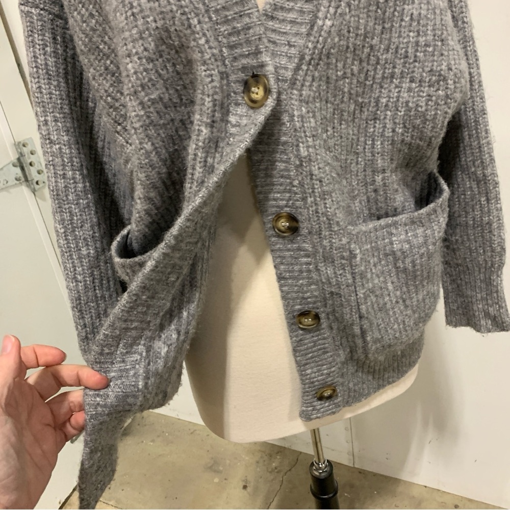 Steve‎ Madden Gray Chunky Knit Cardigan Oversized Button Front Sweater Med 2340 - Picture 3 of 12